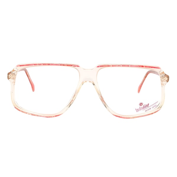 Pink eyeglasses, transparent vintage frame with pink rim, 80s new deadstock glasses frames for women