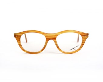 Light honey Brown eyeglasses, vintage striped glasses frames, 80s deadstock eyewear for women