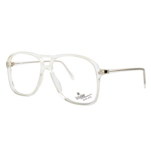 Transparent Aviator glasses, crystal clear vintage eyeglasses frames, 80s new deadstock, large oversized eyewear, unisex for men and women image 2