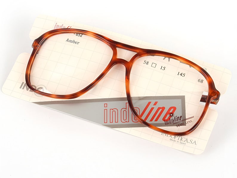 Gafas de aviador marrón oscuro, grandes marcos de gafas vintage de tortuga de los años 80, gafas muertas de la década de 1980, gafas de color marrón ámbar para él y ella imagen 4