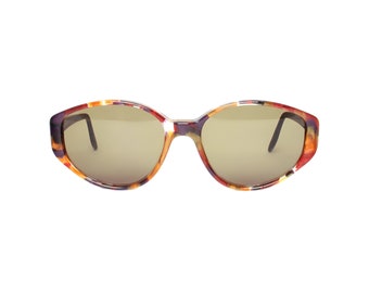 Vintage 80s / 90s Sunglasses with orange, pink, purple marbled pattern, womens sunglasses, new unused  deadstock