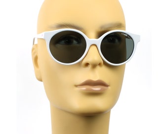 Vintage white LA Gear sunglasses, Round shades for men and women, original 1980s eyewear, 80s eyewear