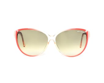 lunettes de soleil papillon vintage, tons rouge orangé, grandes montures de lunettes de soleil transparentes, modèle des années 70 des années 80/90 pour femme, neuves inutilisées