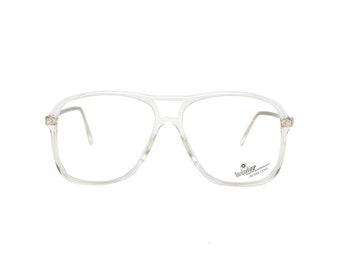 Transparente Fliegerbrille, kristallklare Vintage Brillengestelle, 80er Jahre new deadstock, große übergroße Brille, unisex für Männer und Frauen