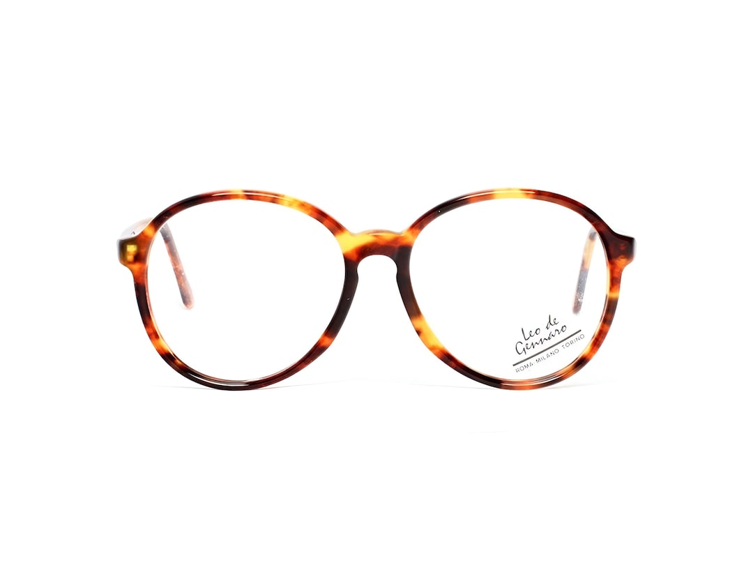 Tortoise Brown Vintage Eyeglasses, Oversized Round Glasses, Large