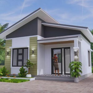 20x20 Feet Small House Design 6x6 Meter 1 Bed 1 Bath Shed Roof Digital PDF