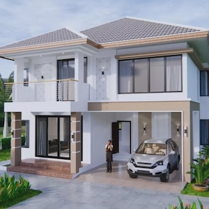 30x36 Feet Custom House Design 9x11 Meter 4 Bed 3 Bath Hip Roof Digital PDF