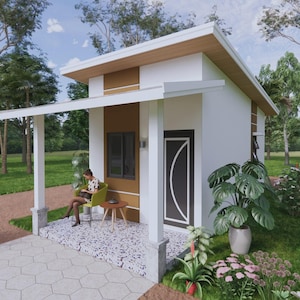 10x20 Ft Small House Plan , 1 Bed 1 Bath , 3x6m PDF and A4 Hard Copy and Cad files