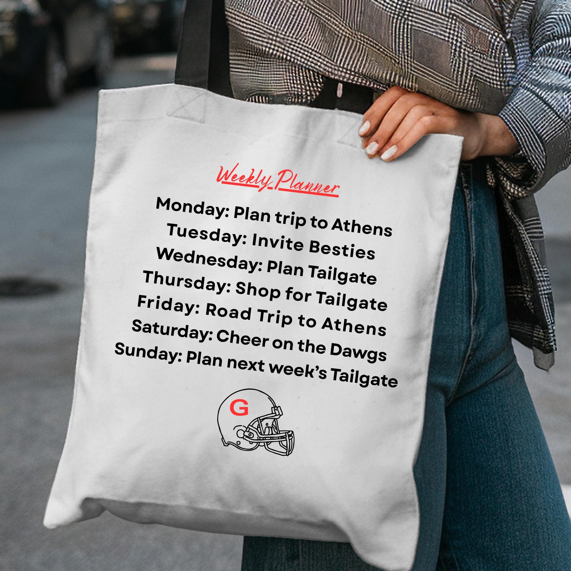 UGA Tote Game Day Planner Bulldog fan Dorm Gift Idea Dawg Beach Bag Georgia Football Tailgating Gear
