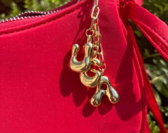 Custom Collegiate Bag Charm Bubble Letters Gold UGA Charms for Bag Purse Tote