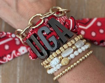 UGA Georgia Bulldogs Slide Charm Scarf Bracelet RED