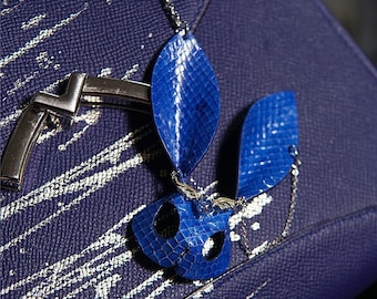 Unique Bunny Mask Keychain - Multiple Animal Leather Options, Handmade Customizable Bag Charm