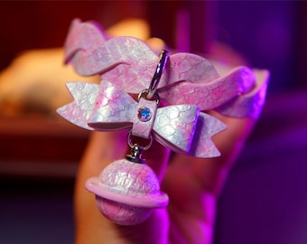 Handmade Leather Bell Choker, Twisted Collar with Bow