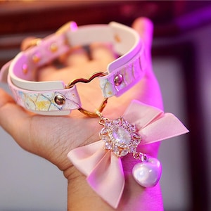 Sunset Leather Bow Tie Collar: Diamante Bling, Daddy&#39;s Girl