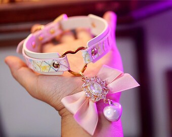 Sunset Leather Bow Tie Collar: Diamante Bling, Daddy's Girl