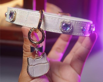 Handmade Leather Rabbit Mask Bracelet: Pastel Goth Kawaii Jewelry