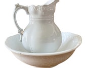 Antique Meakin English Royal Ironstone Pitcher and Bowl Wash Set