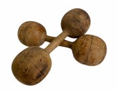 Vintage Wooden Dumbbells, Antique Wood Barbells, Work Out Room Decor
