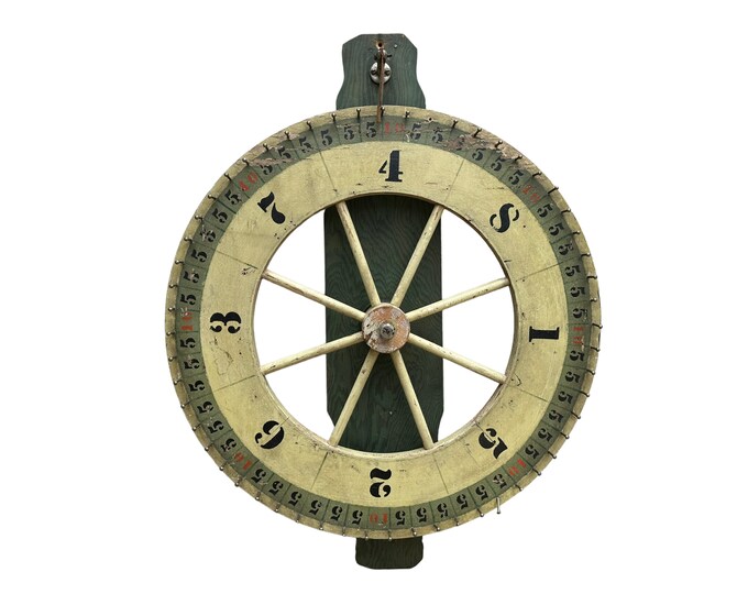 Antique Game Wheel, Folk Art Gaming Wheel, AAFA, Folk Art Game Board