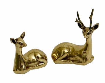 Vintage Brass Deer, Made in Korea, Christmas Deer