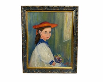 Vintage School Girl Portrait,  Amateur Art, Gallery Wall Art