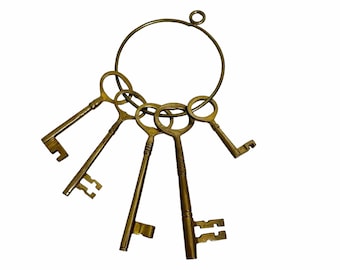 Vintage Brass Skeleton Key Ring