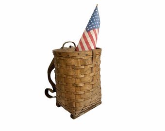 Adirondack Trapper Basket, Back Pack Hiking Basket, Log Cabin Decor, Vintage Trapper Basket