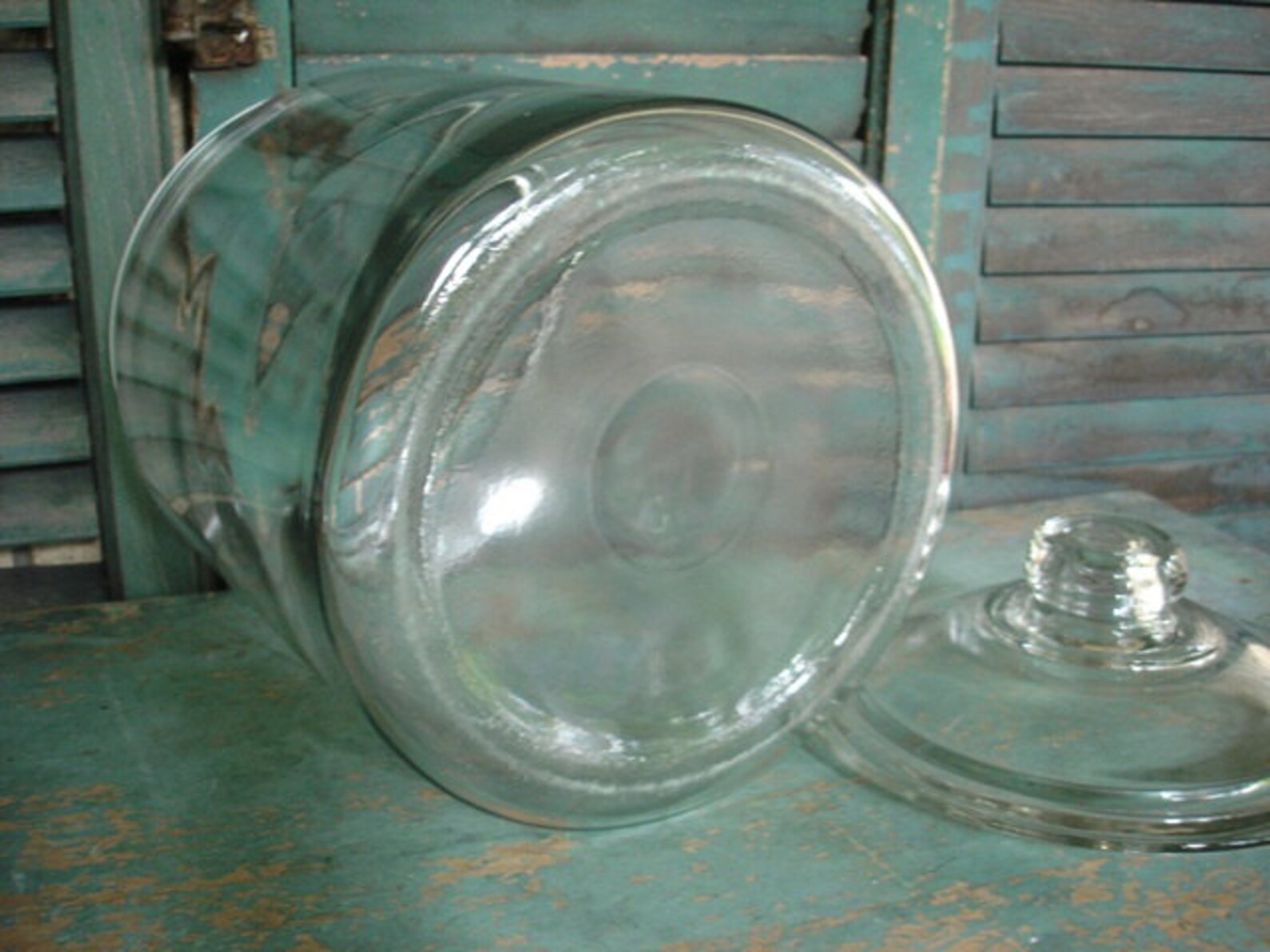 Large clear glass storage cookie jar with lid Etsy