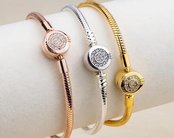 Pandora Moments Sterling Silver Snake Chain Bracelet: Heart Clasp Charm Bracelet