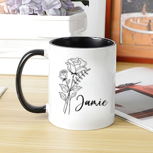 Tazza personalizzata con fiori per la nascita, tazza da caffè floreale personalizzata, regalo per la mamma, regalo per la figlia, regalo per la migliore amica, regali personalizzati sotto i 20 dollari
