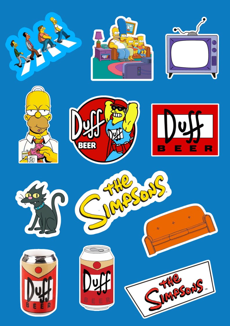 Simpsons Sticker The Simpsons Sticker Bundle | 60 PNG Stickers | Instant Download - Etsy