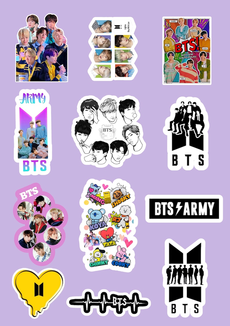 7 Bts Sticker BTS Sticker Bundle | 60 K-pop Stickers | Intant Download - Etsy