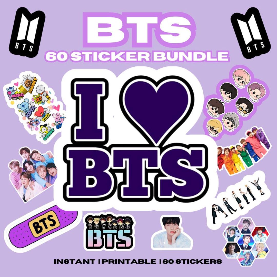 7 Bts Sticker BTS Sticker Bundle | 60 K-pop Stickers | Intant Download - Etsy