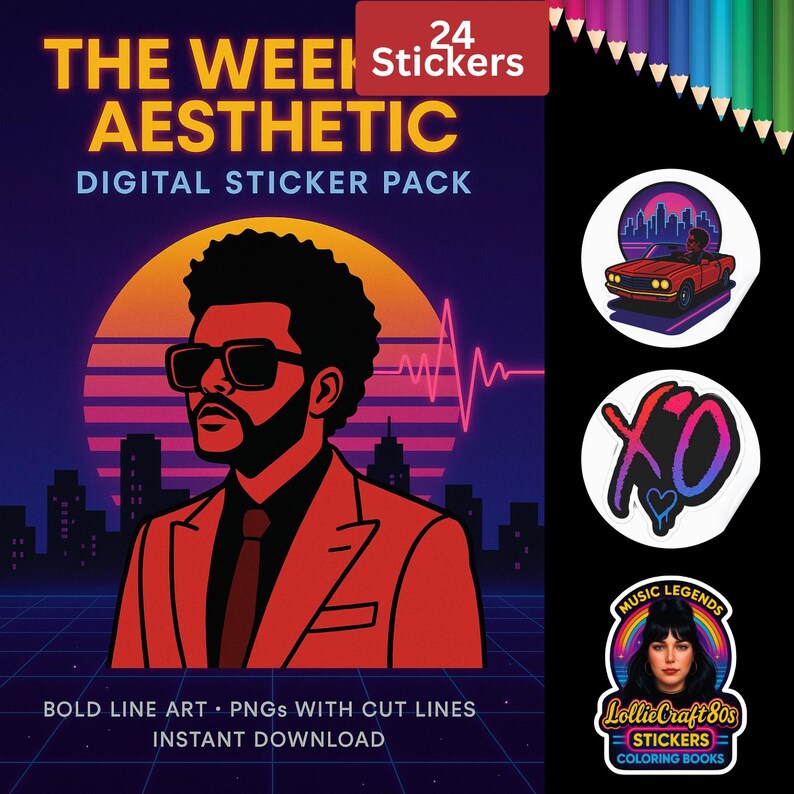 The Weeknd | PNG Stickers | Fan Art | 24 PNG | Aesthetic Phone/planner ...