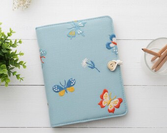 Vlinder A7 A6 A5 notitieboek originele stof dagboek handgemaakte binder notitieblok bijgevuld zuivel boek cadeau voor haar S9271