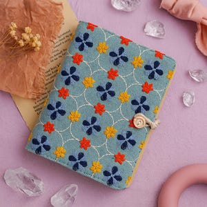Embroidery Journal Fabric Flower A6 A5 Handmade Portable Notepad Floral Refillable Notebook Dairy Book Gift for herGift for her S735