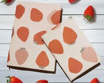 Erdbeere Notizbuch Original Stoff Journal A5 A6 Handgemachtes Notizbuch Gefüttert Leeres Notizbuch Geschenk für sie S720