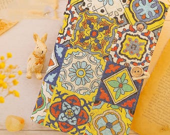 Handmade Fabric Journal: Geometric Pattern A5 A6 Lined or Blank
