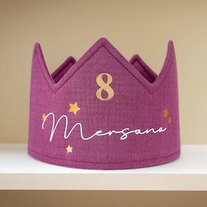 Corona di compleanno con stelle per bambini, corona di compleanno in mussola per bambini, personalizzata con nome, corona, corona per bambina