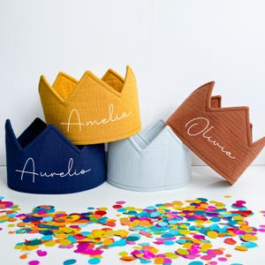 Corona di compleanno per bambini, corona in tessuto, personalizzata con nome, corona, corona per bambina, corona di compleanno per bambini in mussola