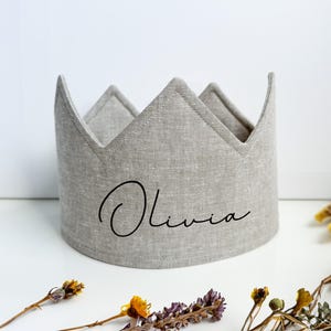 Corona di compleanno con nome, Corona di lino personalizzata per bambini, Corona in tessuto, Corona personalizzata, Corona in tessuto per compleanno bambini
