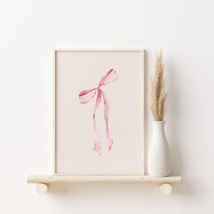 Pink Bow Print // coquette poster, pink bow wall art, balletcore poster, girly prints, preppy poster, coquette aesthetic, PRINTABLE WALL ART