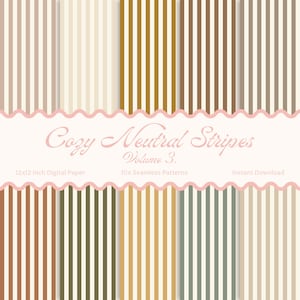 10 Neutral Stripe Seamless Patterns - Neutral Stripe Digital Paper, Striped Background, Printable Scrapbook Paper, Instant Download Pattern