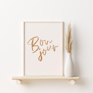 Bonjour Print // bonjour poster, french quote print, boho travel print, travel print, french poster, hello print, PRINTABLE WALL ART
