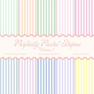 Pastel Stripes Seamless Patterns - Pastel Stripes Digital Paper, Pastel Scrapbook Paper, Pastel Stripe Background, Instant Download