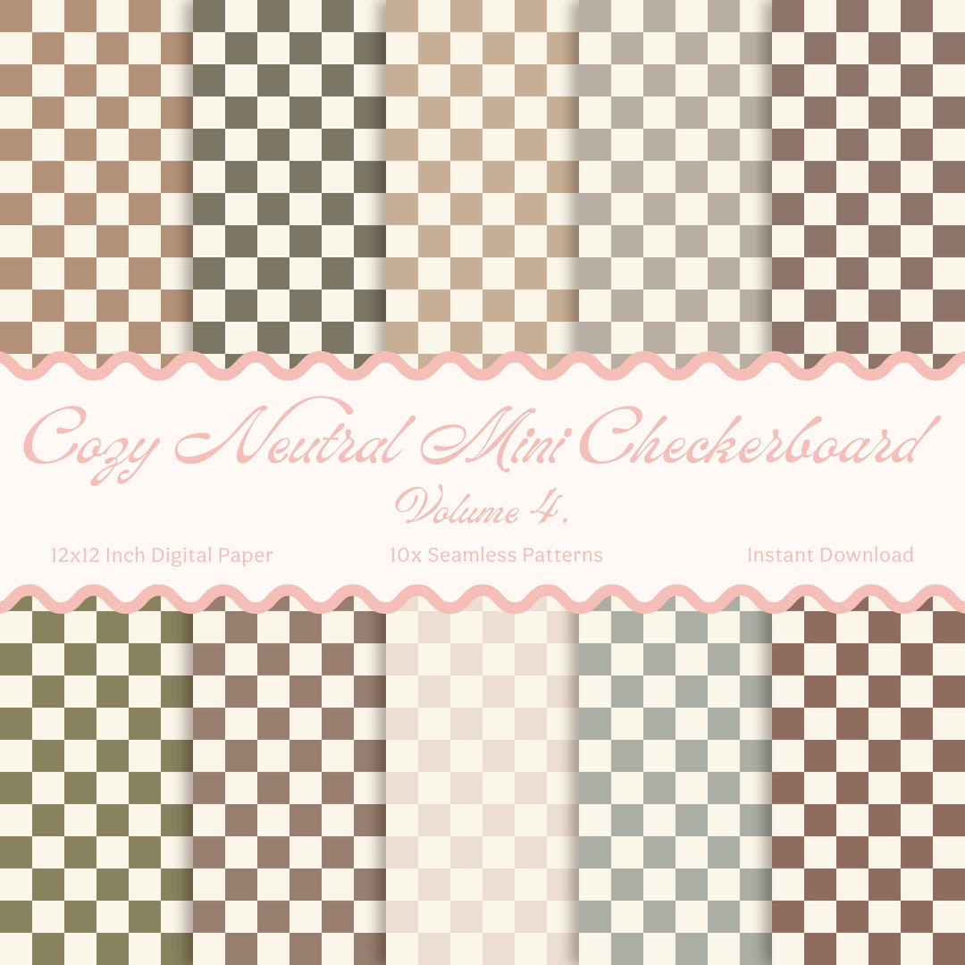 Neutral Mini Checkerboard Seamless Patterns - Checkerboard Digital ...
