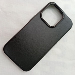 Handmade iphone 15 pro max leather case Black MagSafe phone case