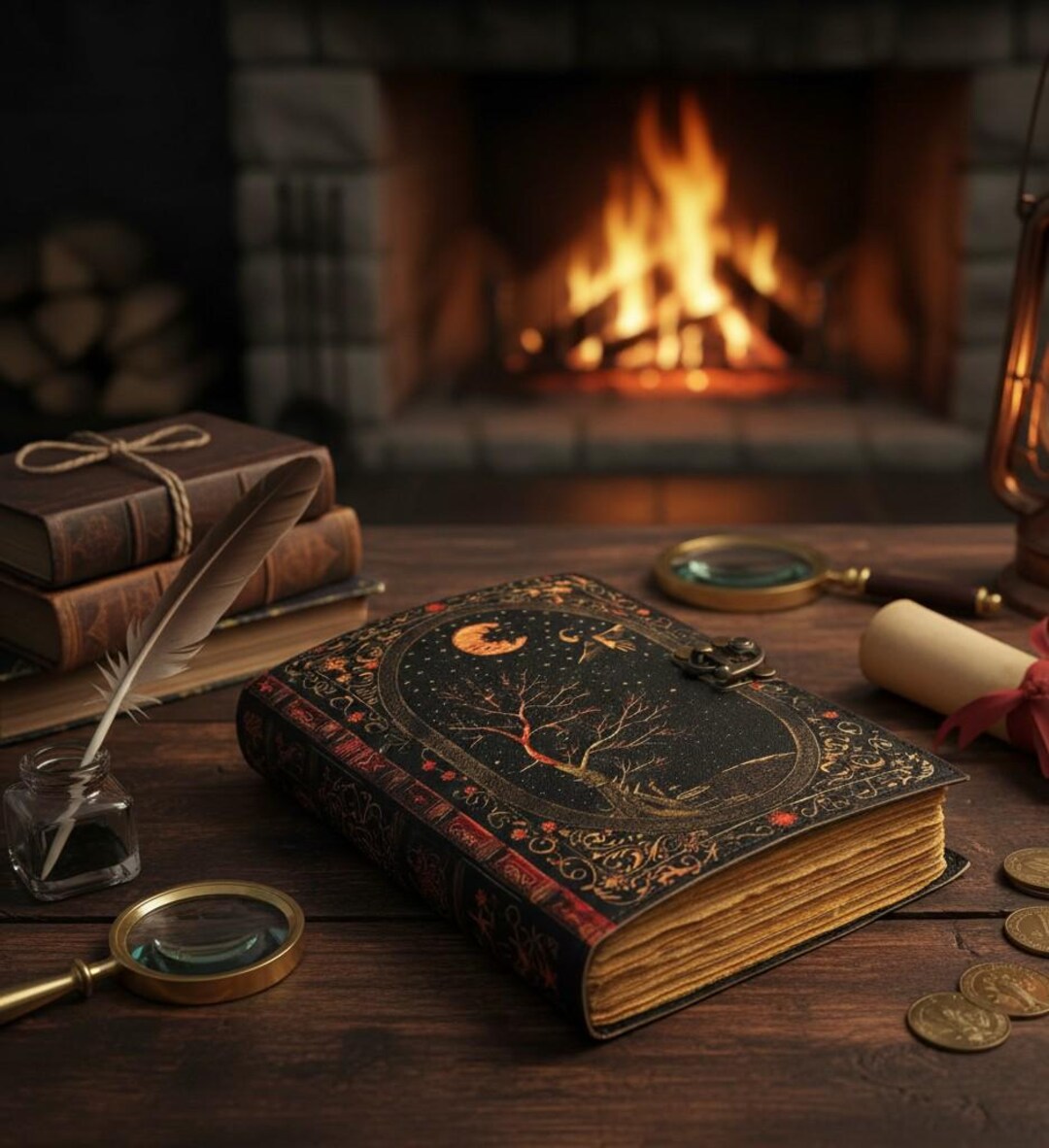 400 Page Tree of Life Handmade Leather Grimoire Journal Blank Spell ...