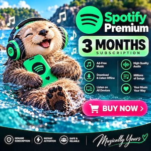 3-miesięczna subskrypcja Spotify Premium | Muzyka i podcasty | Playlista | Muzyka bez limitu | Dostawa cyfrowa