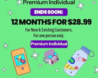12 Months Premium Individual | USD 28.99 | Music and Podcasts Only | Best Value | Ad-Free Music | Digital Delivery